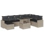 Set muebles jardín 9 pzas y cojines ratán sintético gris claro