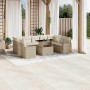 Juego de sofás jardín con cojines beige 10 pzas ratán sintético