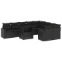 Set de sofás de jardín 10 pzas cojines ratán sintético negro