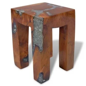 Solid teak and resin wood stool by vidaXL, Folding stools and chairs - Ref: Foro24-243470, Price: 142,40 €, Discount: %