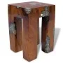 Solid teak and resin wood stool by vidaXL, Folding stools and chairs - Ref: Foro24-243470, Price: 142,40 €, Discount: %