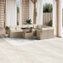 Juego de sofás jardín con cojines beige 10 pzas ratán sintético