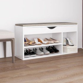 Banco zapatero con cojín madera ingeniería blanco 104x30x49 cm Banco zapatero con cojín madera ingeniería blanco 104x30x49 cm