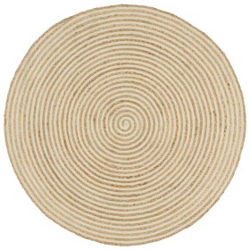 Alfombra de yute tejida a mano diseño espiral blanco 120 cm