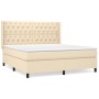 Box spring bed with cream fabric mattress 160x200 cm by vidaXL, Beds and slatted bases - Ref: Foro24-3131686, Price: 635,41 €...
