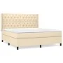 Box spring bed with cream fabric mattress 160x200 cm by vidaXL, Beds and slatted bases - Ref: Foro24-3131686, Price: 618,10 €...