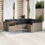 Set sofás jardín 10 pzas con cojines ratán sintético gris claro