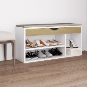 Banco zapatero con cojín madera ingeniería blanco/roble sonoma Banco zapatero con cojín madera ingeniería blanco/roble sonoma