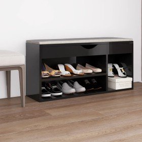 vi Banco zapatero con cojín madera ingeniería negro brillo vi Banco zapatero con cojín madera ingeniería negro brillo