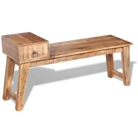 Bench with drawer solid mango wood 120x36x60 cm by vidaXL, Benches for halls and storage - Ref: Foro24-243461, Price: 211,08 ...