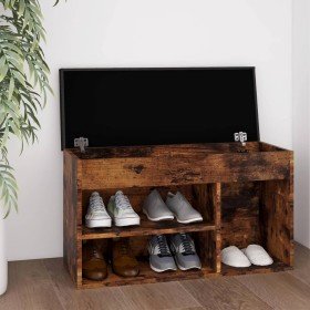 Banco zapatero con cojín madera ingeniería roble ahumado Banco zapatero con cojín madera ingeniería roble ahumado