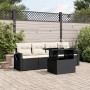 Set de muebles de jardín 5 pzas y cojines ratán sintético negro