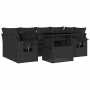 Set de sofás de jardín 7 pzas con cojines ratán sintético negro