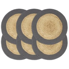 Rundes Tischset, 6 Stück, Jute, natürliche Baumwolle, grau, 38 cm von vidaXL, Tischsets - Ref: Foro24-133859, Preis: 28,47 €,...