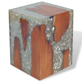 Solid teak and resin wood stool by vidaXL, Folding stools and chairs - Ref: Foro24-243468, Price: 141,34 €, Discount: %
