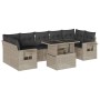 Set de sofás de jardín 8 pzas y cojines ratán sintético gris