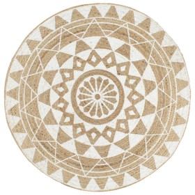 Alfombra de yute tejida a mano con estampado blanco 150 cm by vidaXL, Rugs - Ref: Foro24-133697, Price: 67,46 €, Discount: %