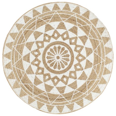 Alfombra de yute tejida a mano con estampado blanco 150 cm by vidaXL, Rugs - Ref: Foro24-133697, Price: 67,46 €, Discount: %