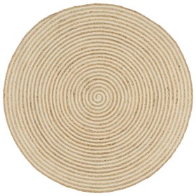 Alfombra de yute tejida a mano diseño espiral blanco 90 cm
