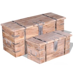 Acacia wood storage trunk set 2 units by vidaXL, Storage trunks - Ref: Foro24-244054, Price: 266,28 €, Discount: %