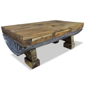 Mesa de centro de madera maciza reciclada 90x50x35 cm