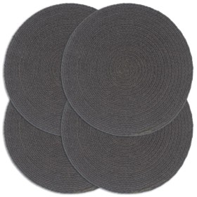 Mantel individual 4 uds liso redondo algodón gris oscuro 38 cm