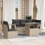 Set de sofás de jardín 6 pzas y cojines ratán sintético gris