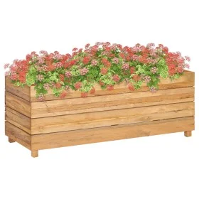 Raised flowerbed in recycled teak wood and steel 100x40x38 cm by vidaXL, Pots and planters - Ref: Foro24-47422, Price: 152,39...