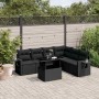 Set de sofás de jardín 7 pzas con cojines ratán sintético negro