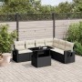 Set de sofás de jardín 7 pzas con cojines ratán sintético negro