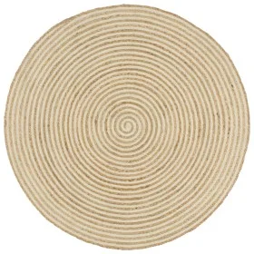 Handgewebter Juteteppich, weißes Spiraldesign, 150 cm von vidaXL, Teppiche - Ref: Foro24-133718, Preis: 66,77 €, Rabatt: %
