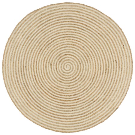 Handgewebter Juteteppich, weißes Spiraldesign, 150 cm von vidaXL, Teppiche - Ref: Foro24-133718, Preis: 77,90 €, Rabatt: %
