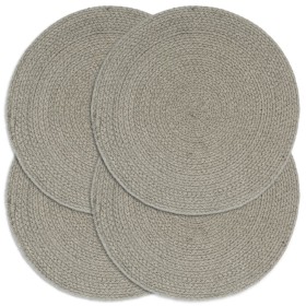 Manteles individuales redondos 4 uds algodón gris liso 38 cm