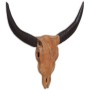 Escultura de cráneo de toro de pared de teca 69x6x60 cm