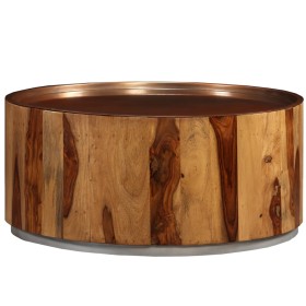 Mesa de centro de madera maciza de sheesham y acero 68 cm