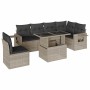 Set de sofás de jardín 7 pzas con cojines ratán PE gris claro