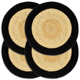 Rundes Tischset 4 Stk. Jute natürliche Baumwolle schwarz 38cm von vidaXL, Tischsets - Ref: Foro24-133856, Preis: 25,07 €, Rab...