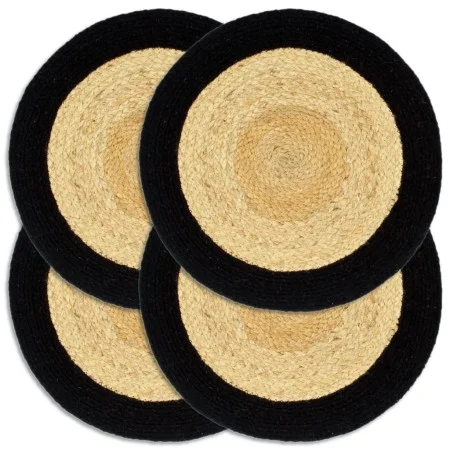 Round individual placemat 4 units made of black natural jute cotton 38cm by vidaXL, Placemats - Ref: Foro24-133856, Price: 25...
