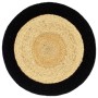 Mantel individual redondo 4 uds yute algodón natural negro 38cm