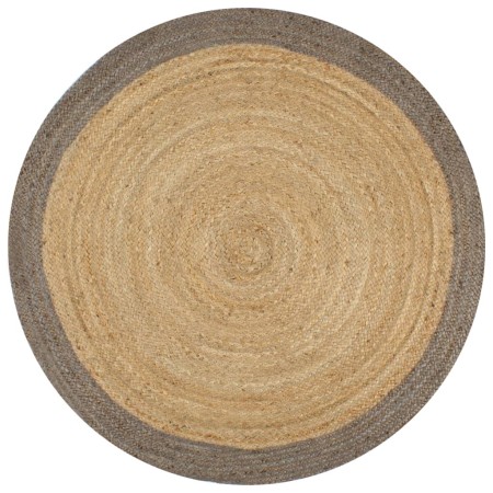 Alfombra hecha a mano de yute con borde gris 150 cm de vidaXL, Alfombras - Ref: Foro24-133676, Precio: 55,88 €, Descuento: %