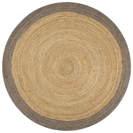 Alfombra hecha a mano de yute con borde gris 150 cm de vidaXL, Alfombras - Ref: Foro24-133676, Precio: 55,09 €, Descuento: %