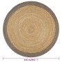 Alfombra hecha a mano de yute con borde gris 150 cm de vidaXL, Alfombras - Ref: Foro24-133676, Precio: 55,88 €, Descuento: %