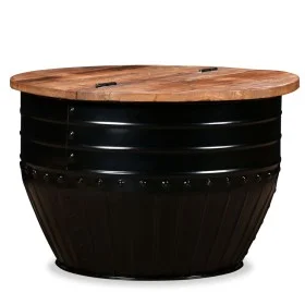 Black barrel-shaped solid recycled wood coffee table by vidaXL, Coffee table - Ref: Foro24-245255, Price: 166,83 €, Discount: %