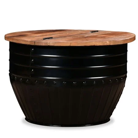 Fassförmiger schwarzer Couchtisch aus recyceltem Massivholz von vidaXL, Couchtisch - Ref: Foro24-245255, Preis: 166,83 €, Rab...