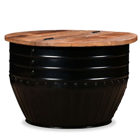Fassförmiger schwarzer Couchtisch aus recyceltem Massivholz von vidaXL, Couchtisch - Ref: Foro24-245255, Preis: 175,67 €, Rab...