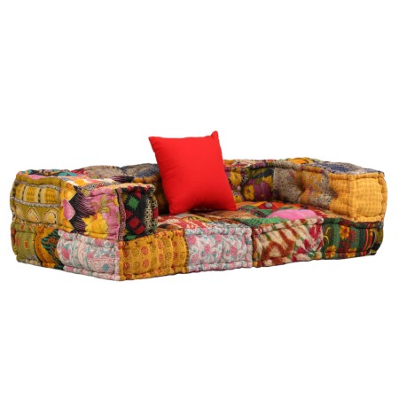 Modular 2-seater patchwork fabric pouf by vidaXL, Cushions for chairs and sofas - Ref: Foro24-244987, Price: 282,10 €, Discou...
