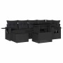 Set de sofás de jardín 7 pzas con cojines ratán sintético negro