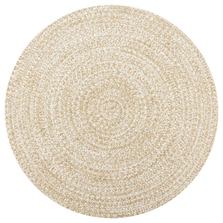 Alfombra de yute tejida a mano blanco y natural 90 cm | Foro24.es | Tu tienda online para hogar, jardín y más Foro24.es