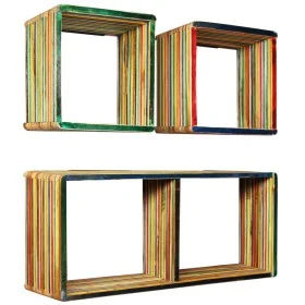 Multicolor recycled solid teak wall shelf set 3 units by vidaXL, Shelves and shelves - Ref: Foro24-245410, Price: 148,75 €, D...