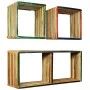 Multicolor recycled solid teak wall shelf set 3 units by vidaXL, Shelves and shelves - Ref: Foro24-245410, Price: 148,75 €, D...
